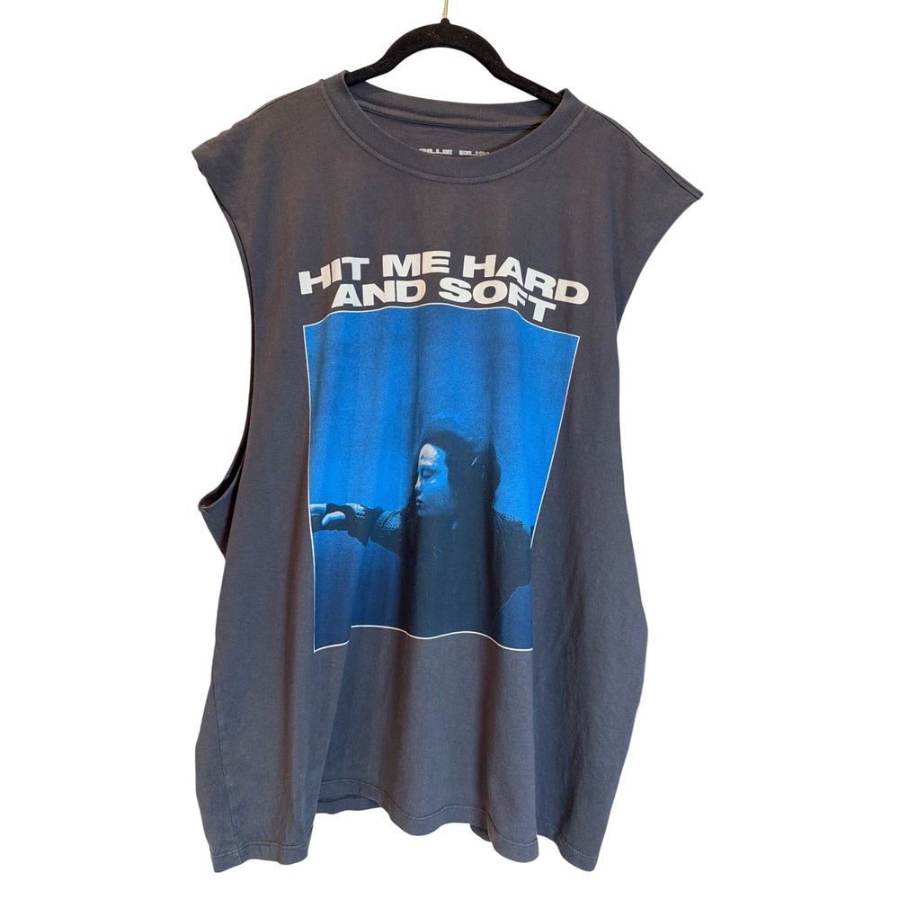 Billie Eilish Hit Me Hard and Soft Muscle Tee Gray Graphic Tank Top XL 2024